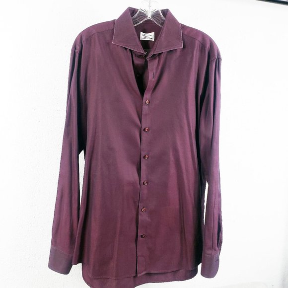 Stenstroms Men's Fitted Body Two Fold Cotton Button Down Color Changing Shirt - Picture 1 of 14